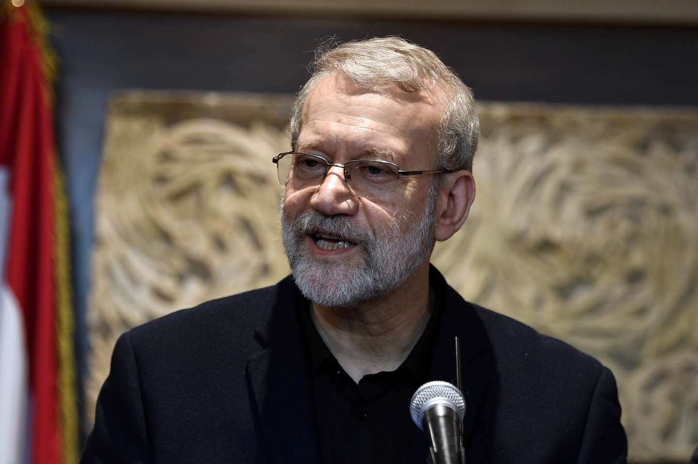 epa11722349 Senior Advisor to Iran's Supreme Leader Ayatollah Sayyed Ali Khamenei, Ali Larijani speaks at a press conference after a meeting with Lebanese Parliament Speaker Nabih Berri in Beirut, Lebanon, 15 November 2024. Larijani is in Beirut to meet with senior Lebanese officials to discuss bilateral relations and the ongoing conflict between Israel and Hezbollah. Larijani expressed Iran's support in current talks on a ceasefire in the Israel-Hezbollah conflict.  EPA/ABBAS SALMAN