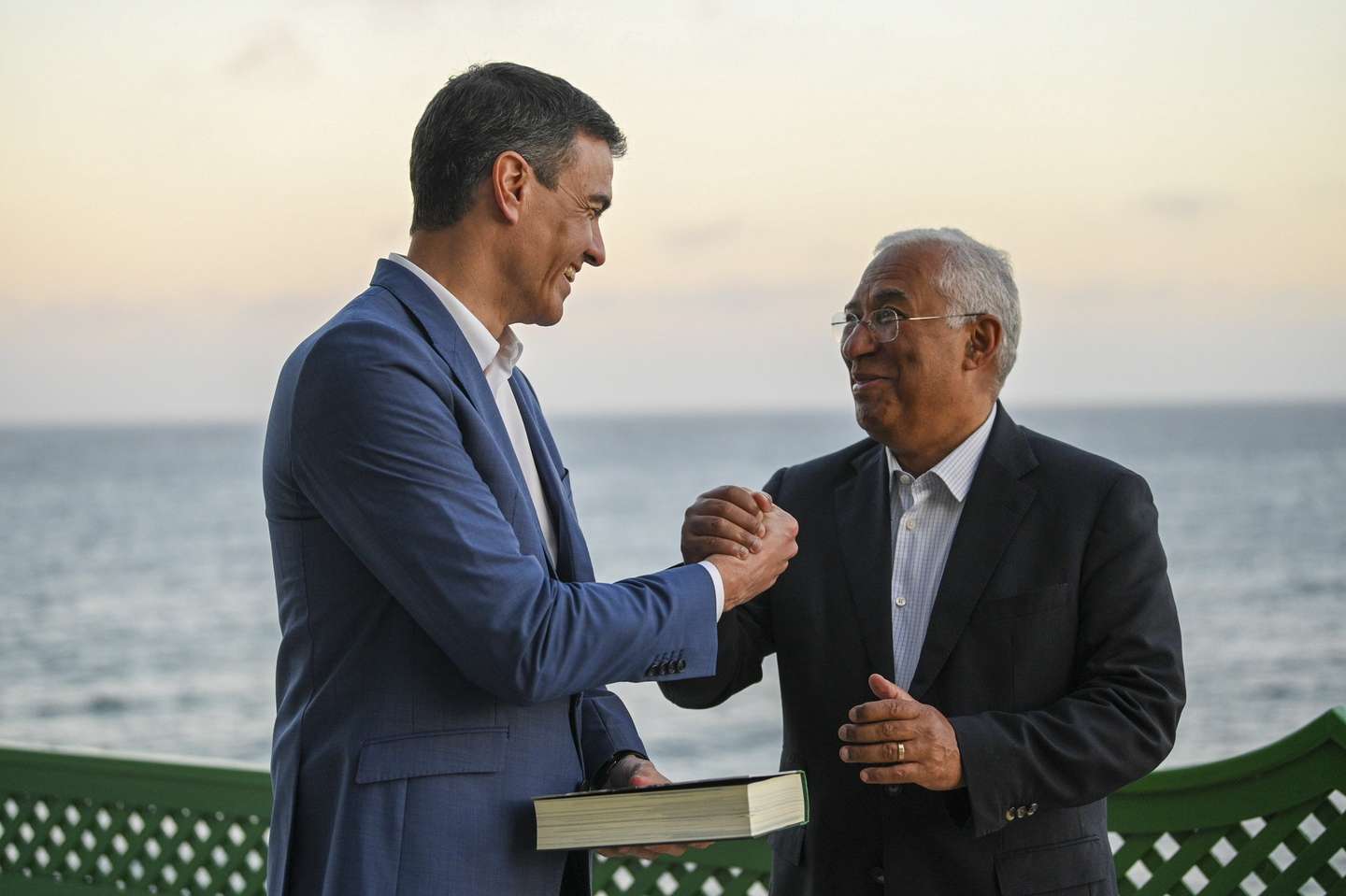 Spanish Primer Minister Pedro Sanchez (L) and Portuguese counterpart Antonio Costa (R) as they honor the late Portuguese writer during the centenary of his birth, in Tias, Lanzarote, Canary Islands, Spain, 14 March 2023. Costa is in Spain to attend the Spanish-Portuguese summit to be held in Lanzarote island on 15 March 2023. EFE/POOL/ Moncloa/Borja Puig de la Bellacasa
