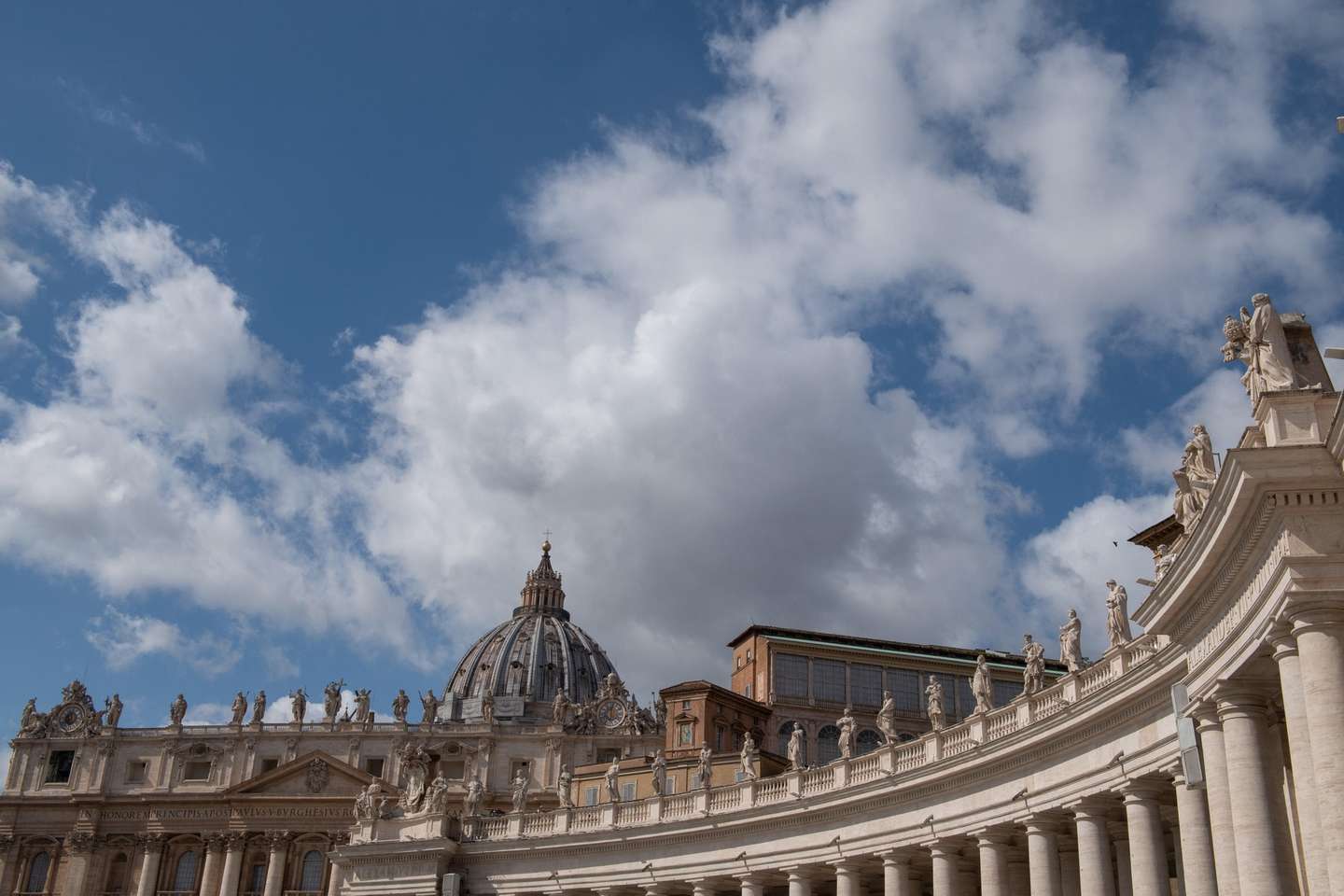 epa09071644 The colonnade and the St. Peter's Basilica at St. Peter's Square in Vatican City, 13 March 2021. The day marks eight years of Pope Francis Pontificate. Pope Francis, born Jorge Mario Bergoglio, was elected pope on 13 March 2013.  EPA/MAURIZIO BRAMBATTI BT