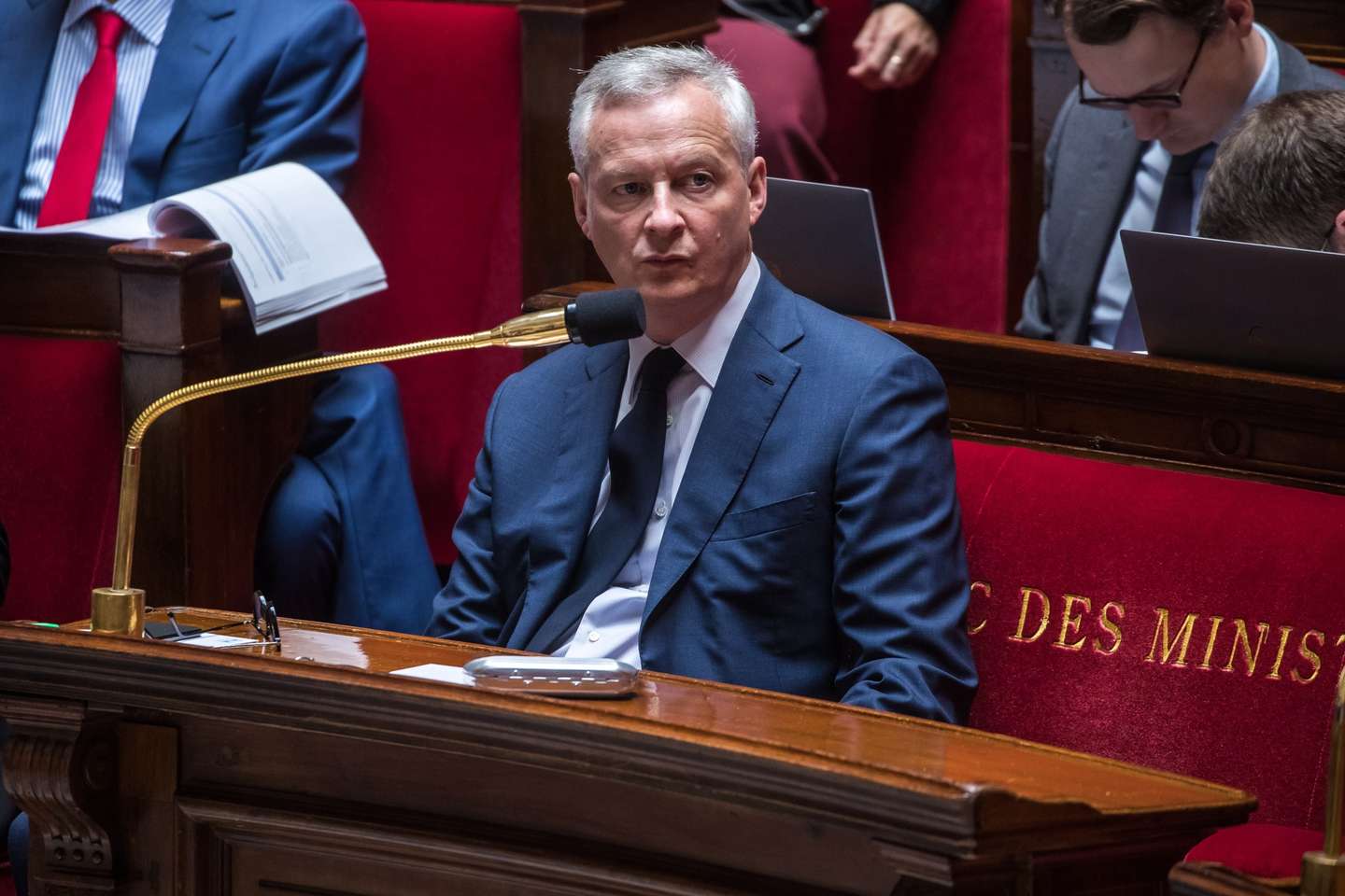 epa10087962 French Finance Minister Bruno Le Maire looks on during the debate on the 2022 rectifying finance bill in the hemicycle of the National Assembly, in Paris, France, 23 July 2022.  EPA/CHRISTOPHE PETIT TESSON