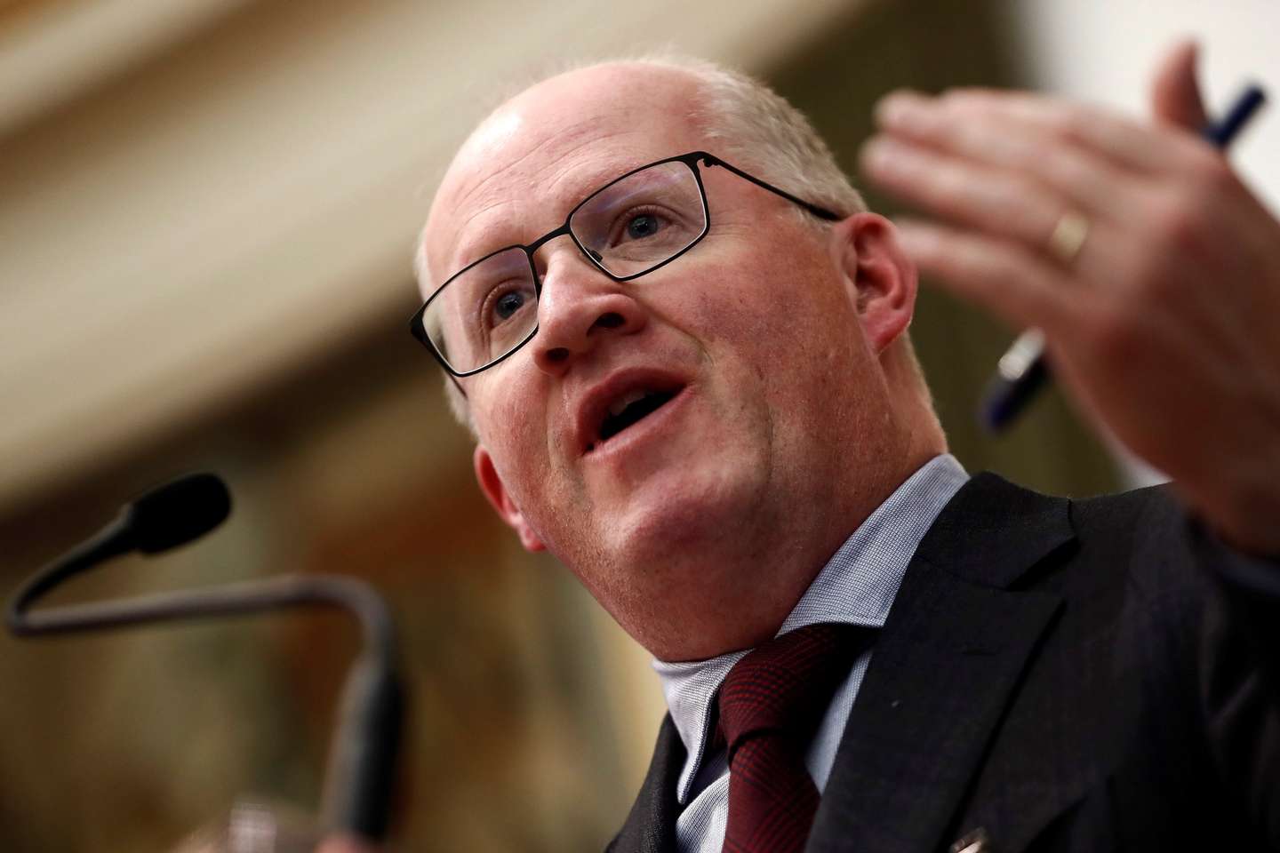 epa07130670 Governor of the Central Bank of Ireland, Philip Lane, delivers a speech during the conference Finance Disintermediation and the Future of the Banking Sector&#039; held in Madrid, Spain, 30 October 2018.  EPA/MARISCAL