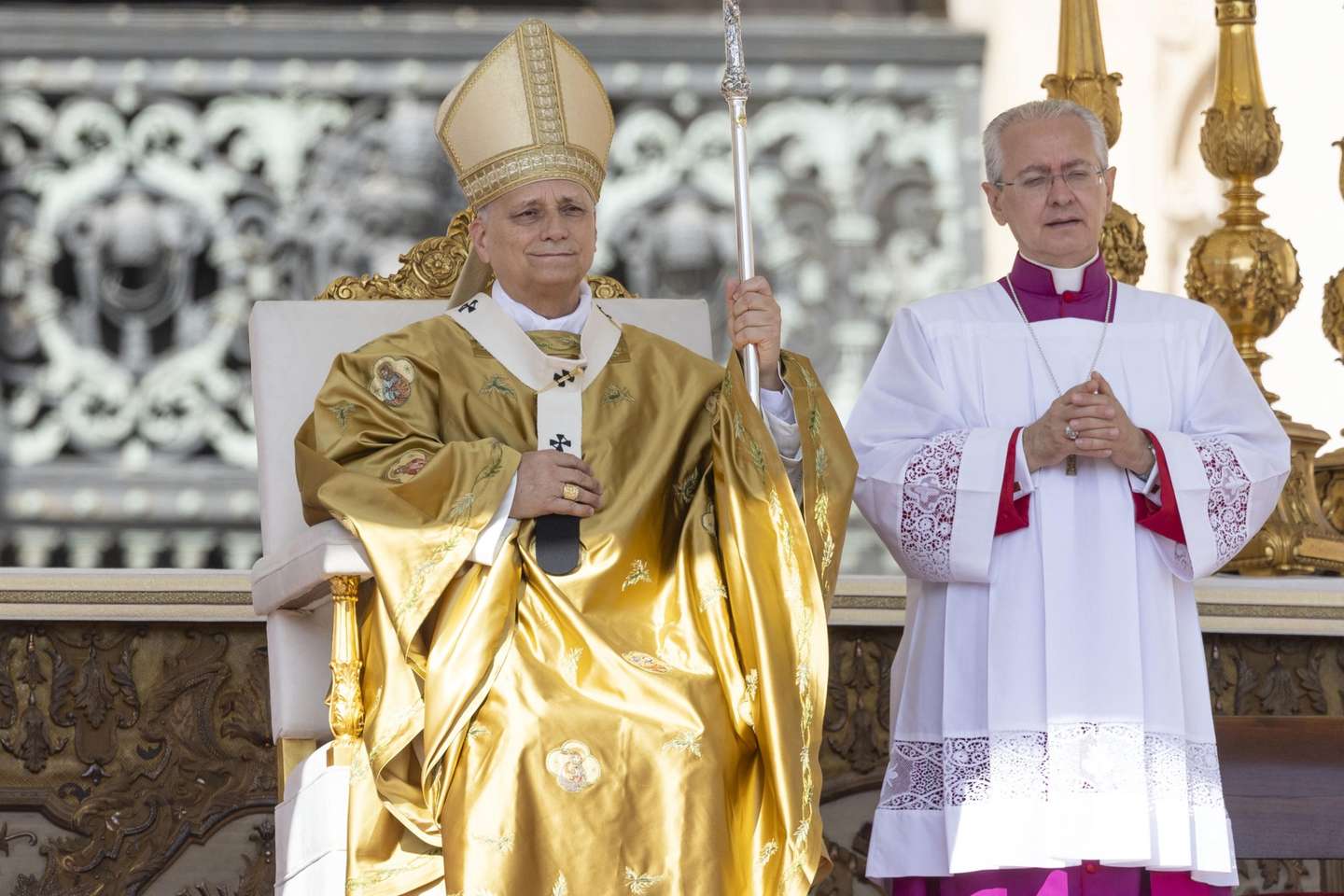 epa12359052 Pope Leo XIV attends the canonization ceremony of Carlo Acutis and Piergiorgio Frassati, in St. Peter's Square at the Vatican, 07 September 2025. Carlo Acutis, an Italian teenager who died in 2006, will be canonized by Pope Leo XIV in a ceremony at the Vatican, becoming the first millennial saint.  EPA/MASSIMO PERCOSSI