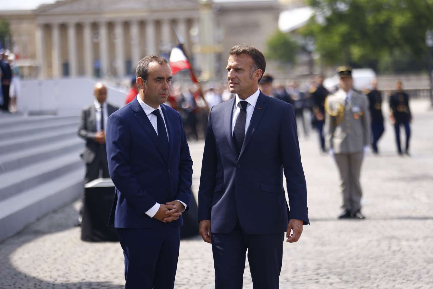 epa12365453 (FILE) - French President Emmanuel Macron (R) and France's Minister of Armed Forces Sebastien Lecornu (L) leave the annual Bastille Day military parade in Paris, France, 14 July 2025 (reissued on 09 September 2025). The Elysee Palace announced on 09 September that Sebastien Lecornu has been named the country's new Prime Minister. Lecornu succeeds Francois Bayrou who was ousted on 08 September after losing a confidence vote in parliament.  EPA/MOHAMMED BADRA / POOL