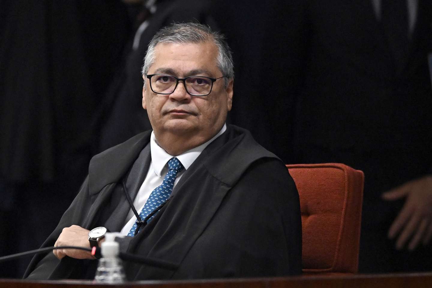 epa12346304 Brazilian Supreme Court Justice Flavio Dino attends a session at the Supreme Federal Court in Brasilia, Brazil, 02 September 2025. The Supreme Federal Court (STF) held the first session of the final phase of the coup trial against former president Jair Bolsonaro and several of his former aides on 02 September.  EPA/ANDRE BORGES