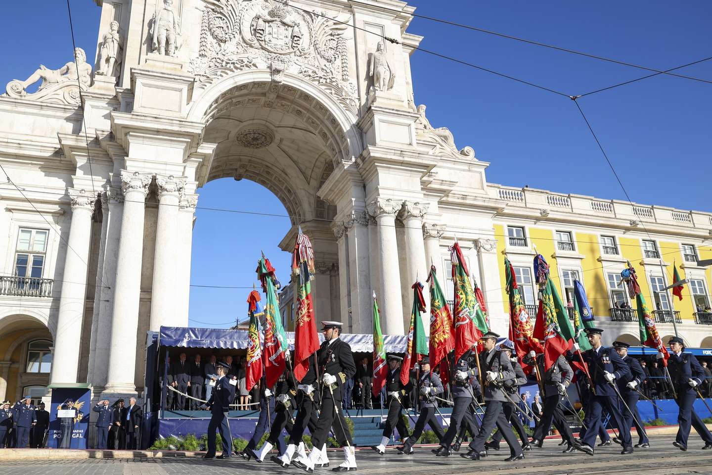 Parada militar na Praça do Comércio incluída nas iniciativas organizadas pela comissão promotora do cinquentenário da operação militar do 25 de Novembro de 1975, Lisboa, 25 de novembro de 2025.  TIAGO PETINGA/LUSA