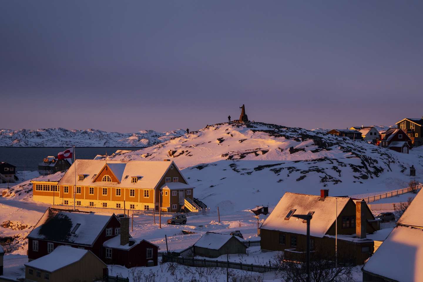 epa12668735 The sun sets over Nuuk, Greenland, 21 January 2026.  EPA/MADS CLAUS RASMUSSEN  DENMARK OUT