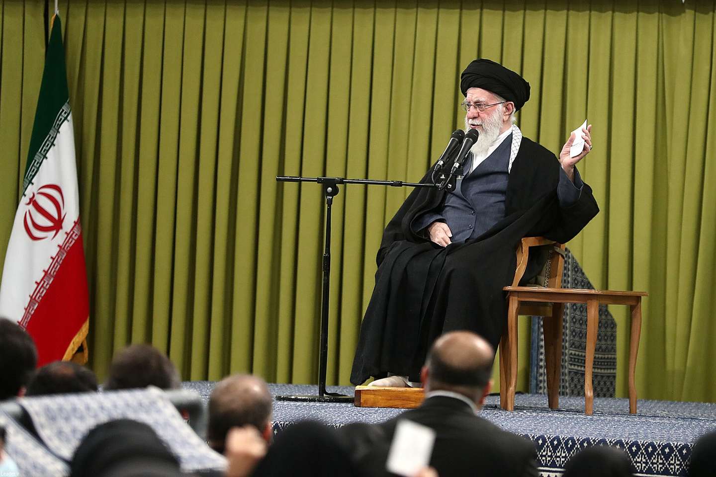 epa12697001 A handout picture made available by Iran's Supreme Leader Office shows Iranian Supreme Leader Ayatollah Ali Khamenei addressing the crowd during a ceremony ahead of the 47th anniversary of the 1979 Islamic Revolution, in Tehran, Iran, 01 February 2026. The supreme leader warned that any military attack by the United States would spark a 'regional war'.  EPA/IRAN'S SUPREME LEADER OFFICE HANDOUT HANDOUT EDITORIAL USE ONLY/NO SALES