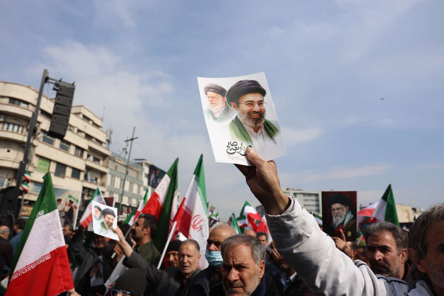 epa12806598 Iranians gather at Enqelab Square to show support for the newly appointed Supreme Leader Ayatollah Mojtaba Khamenei in Tehran, Iran, 09 March 2026. The late Supreme Leader Ayatollah Ali Khamenei was killed during a joint Israeli and US military operation across Iran in the early hours of 28 February 2026.  EPA/ABEDIN TAHERKENAREH