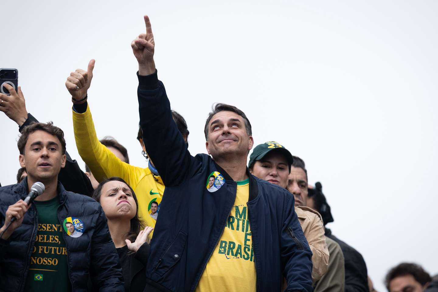 epa13221053 Brazilian presidential candidate Flavio Bolsonaro speaks at an event marking Brazil's Independence Day on Paulista Avenue in Sao Paulo, Brazil, 07 September 2026.  EPA/ISAAC FONTANA