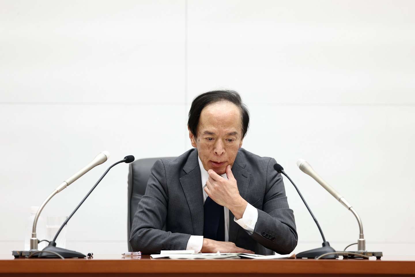 epa12274468 Bank of Japan (BOJ) Governor Kazuo Ueda attends a press conference at the bank's headquarters in Tokyo, Japan, 31 July 2025. BOJ decided to keep the short-term interest rate unchanged at 0.5 per cent, following a two-day monetary policy meeting.  EPA/JIJI PRESS JAPAN OUT  EDITORIAL USE ONLY