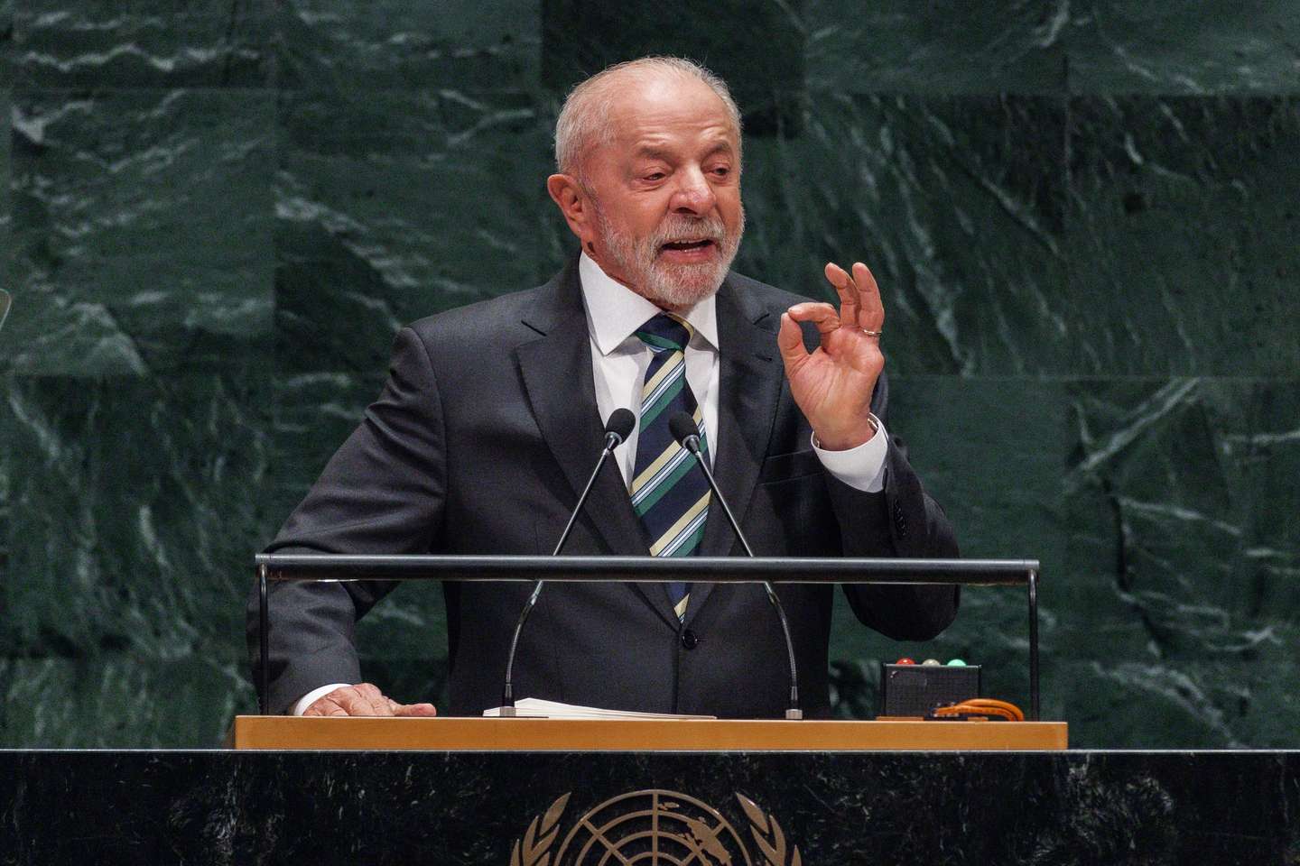epa13255661 Brazilian President Luiz Inacio Lula da Silva speaks during the General Debate of the 81st session of the United Nations (UN) General Assembly at United Nations Headquarters in New York, New York, USA, 22 September 2026.  EPA/OLGA FEDOROVA