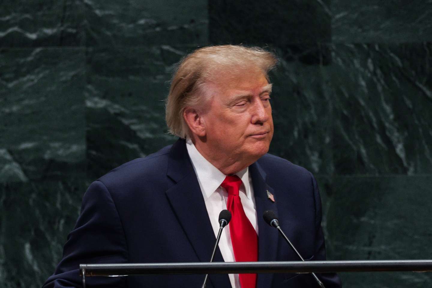 epa13255969 US President Donald Trump speaks during the General Debate of the 81st session of the United Nations (UN) General Assembly at United Nations Headquarters in New York, New York, USA, 22 September 2026.  EPA/OLGA FEDOROVA