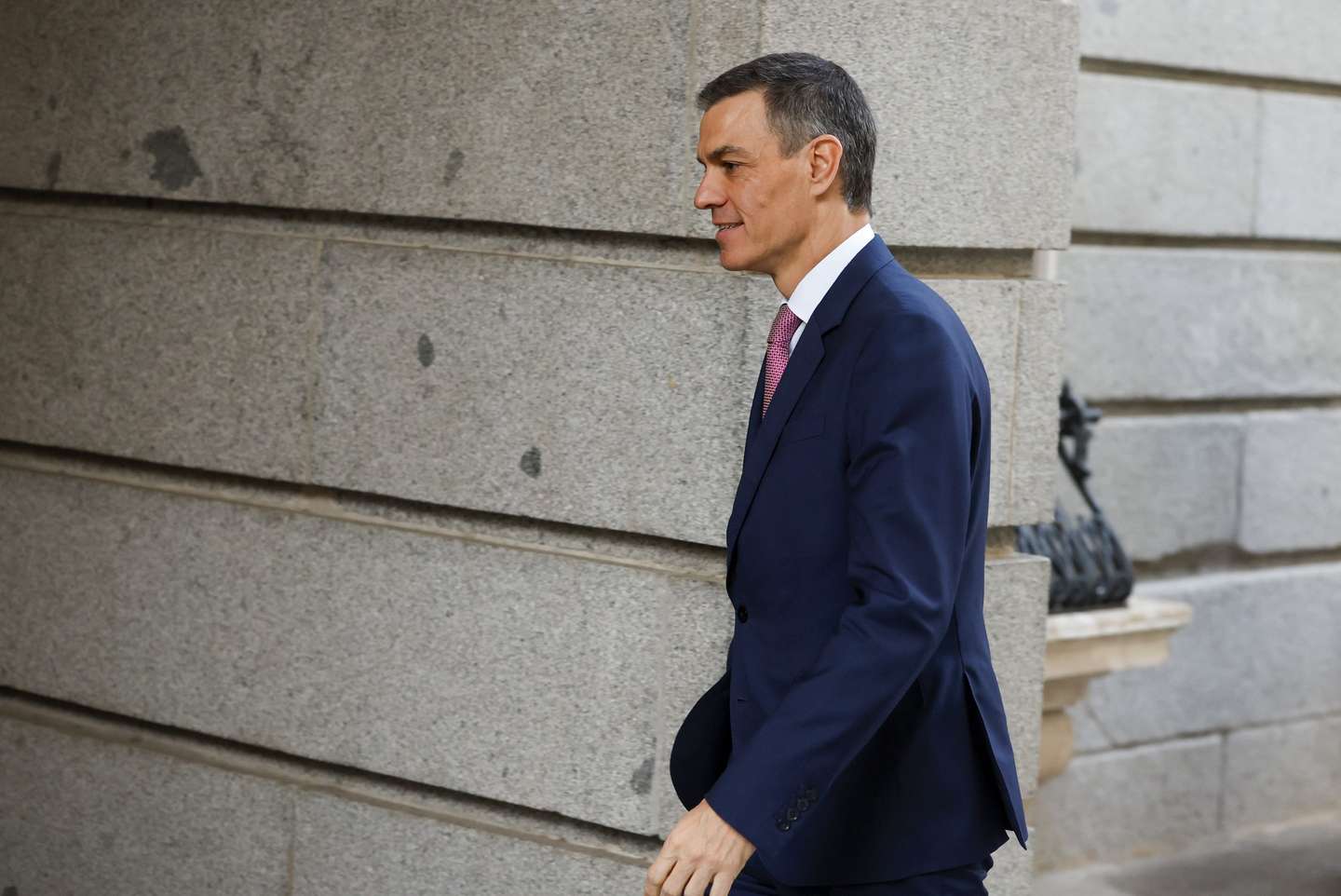 epa12098406 Spain's Prime Minister Pedro Sanchez arrives to attend the Government control session at the Congress of Deputies (Lower House) in Madrid, Spain, 14 May 2025.  EPA/JUAN CARLOS HIDALGO