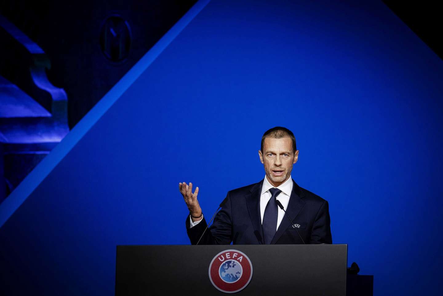 epa08389060 (FILE) - epa08266073 Chairman of UEFA Aleksander Ceferin during the annual meeting of UEFA in Amsterdam, The Netherlands, 03 March 2020  (re-issued on 28 April 2020). UEFA has given 25 May 2020 as a deadline date to European Leagues to decide wether to cancel or restart their seasons after the suspension amid COVID-19 coronavirus pandemic. UEFA's president Aleksander Ceferin explained that 'National Associations and/or Leagues should communicate to UEFA by 25 May 2020 the planned restart of their domestic competitions'. In case of cancelation 'UEFA would require the National Association to explain the special circumstances justifying such premature termination and to select clubs for the UEFA club competitions 2020/21 on the basis of sporting merit in the 2019/20 domestic competitions'.  EPA/ROBIN VAN LONKHUIJSEN *** Local Caption *** 55923993