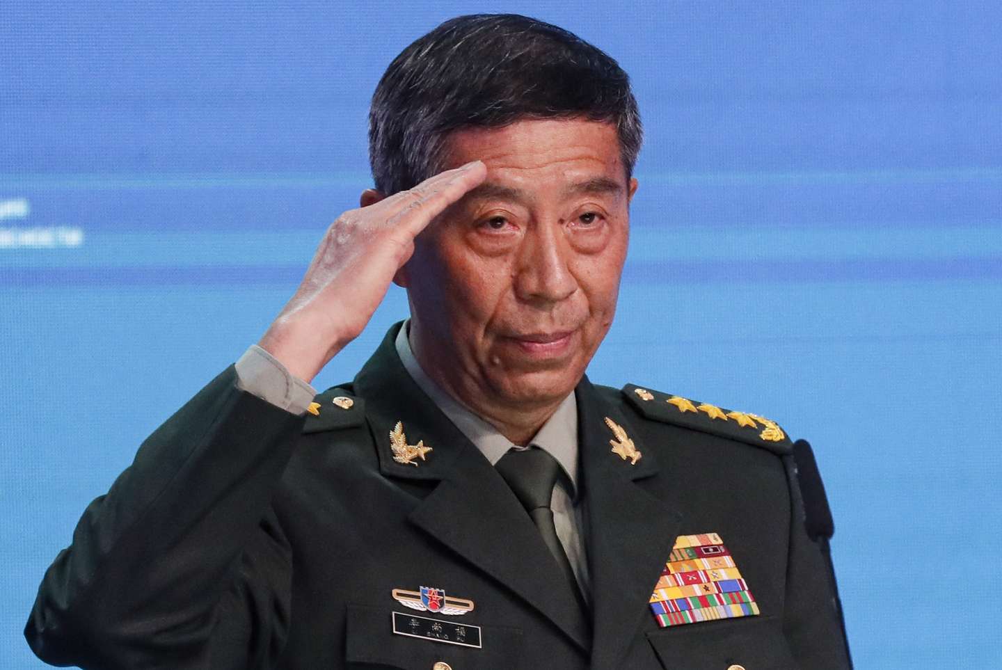 epa10801248 Chinese Defence Minister Li Shangfu delivers his speech at a session of the 11th Moscow Conference on International Security (MCIS) during the International Military-Technical Forum Army-2023 held at the Patriot Park in Kubinka, outside Moscow, Russia, 15 August 2023. The International Military-Technical Forum Army-2023 is held from 14 to 20 August 2023 at Patriot Expo, Kubinka Air Base and Alabino military training grounds.  EPA/YURI KOCHETKOV