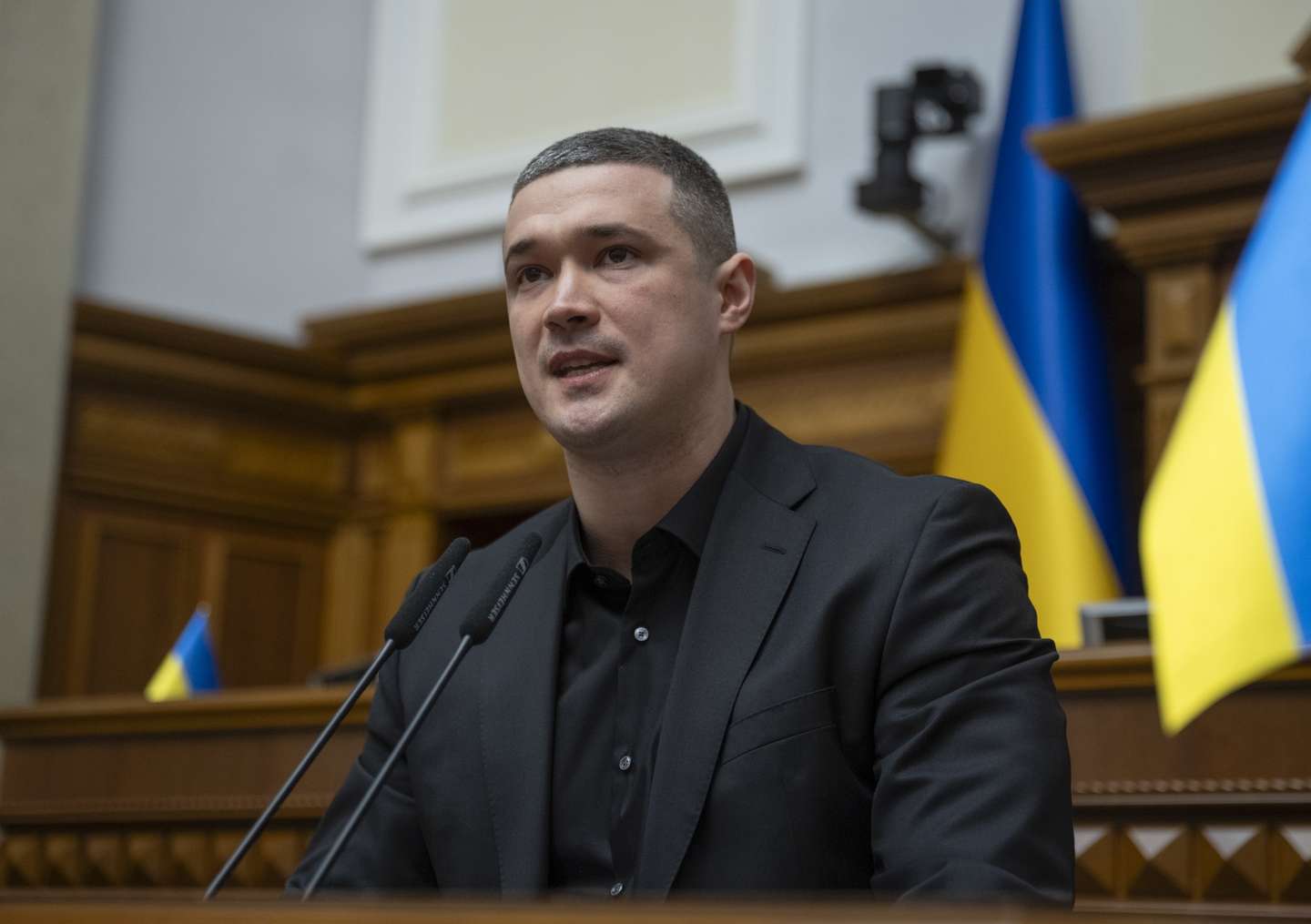 epa12648612 Ukraine's newly appointed Defense Minister Mykhailo Fedorov delivers a speech during a parliamentary session in Kyiv, Ukraine, 14 January 2026, amid the Russian invasion. The Verkhovna Rada, Ukraine's parliament, confirmed Fedorov's appointment following his resignation as First Deputy Prime Minister and Minister of Digital Transformation.  EPA/ANDRII NESTERENKO