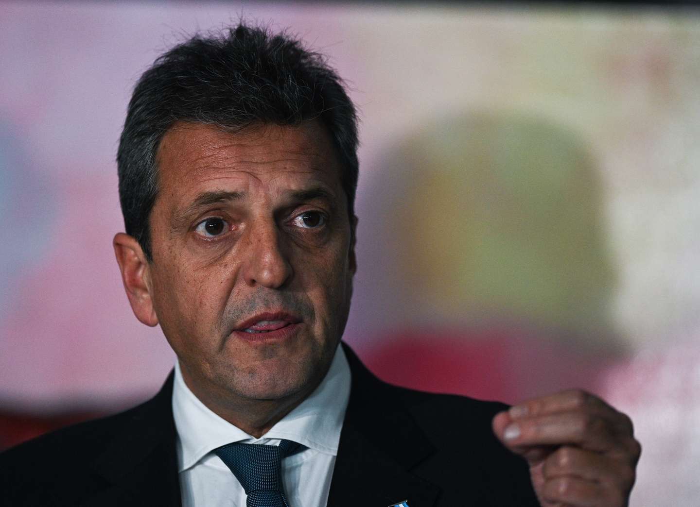 epa10826074 Argentina's Economy Minister Sergio Massa speaks during a press conference with Brazil's Finance Minister Fernando Haddad (out of frame) following a meeting with Brazil's President Luiz Inacio Lula da Silva in BrasÃ­lia, Brazil, 28 August 2023. Argentina and Brazil announced an agreement on 28 August through which the Development Bank of Latin America (CAF) will offer guarantees for Brazilian exports to Argentina in the order of 600 million dollars.  EPA/Andre Borges
