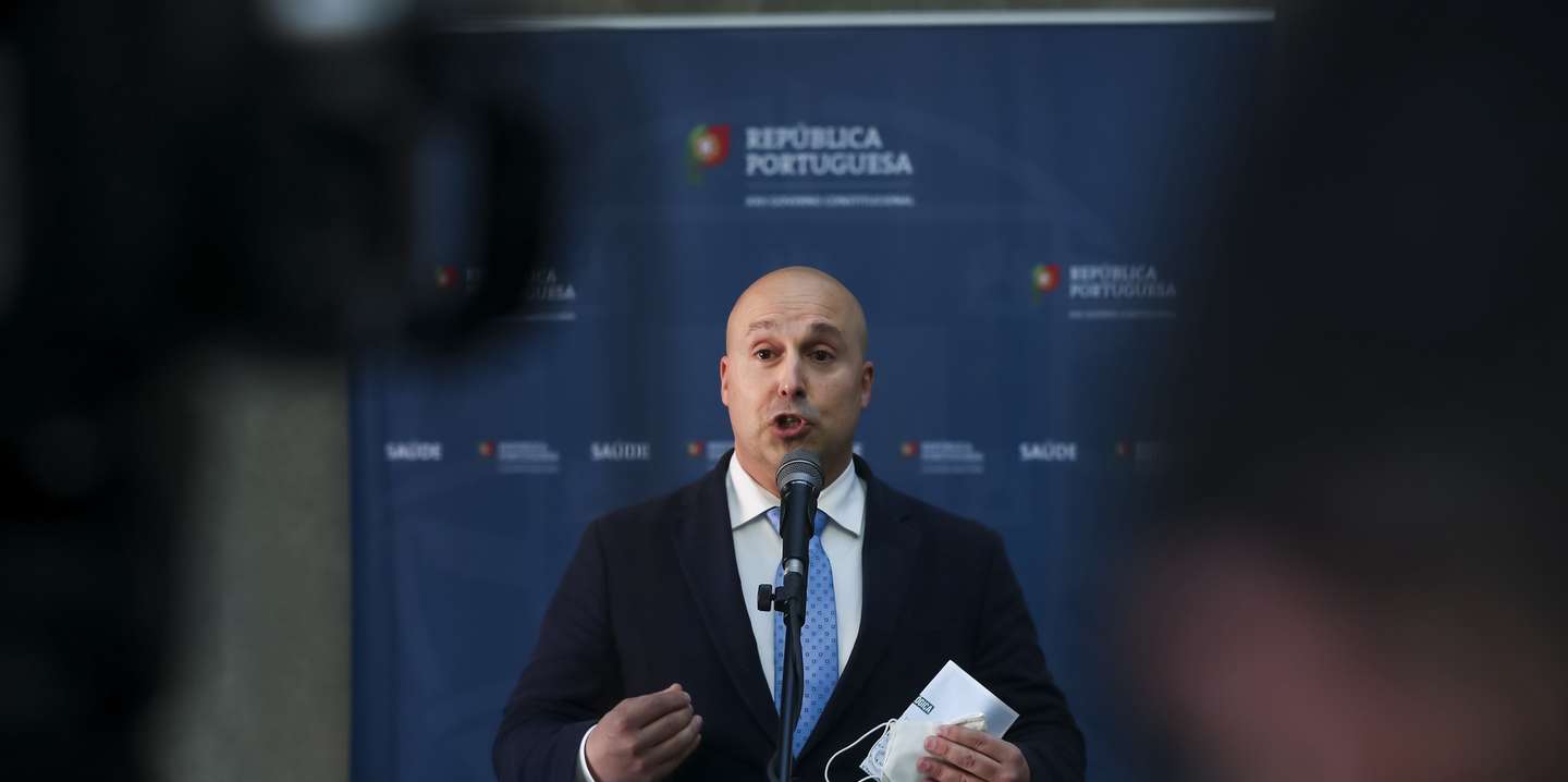 O vice-presidente do Chega!, Nuno Afonso, presta declarações aos jornalistas após a 14ª sessão de apresentação da “Situação epidemiológica da Covid-19 em Portugal”, na sede do Infarmed, em Lisboa, 12 de janeiro de 2021. JOSÉ SENA GOULÃO/LUSA