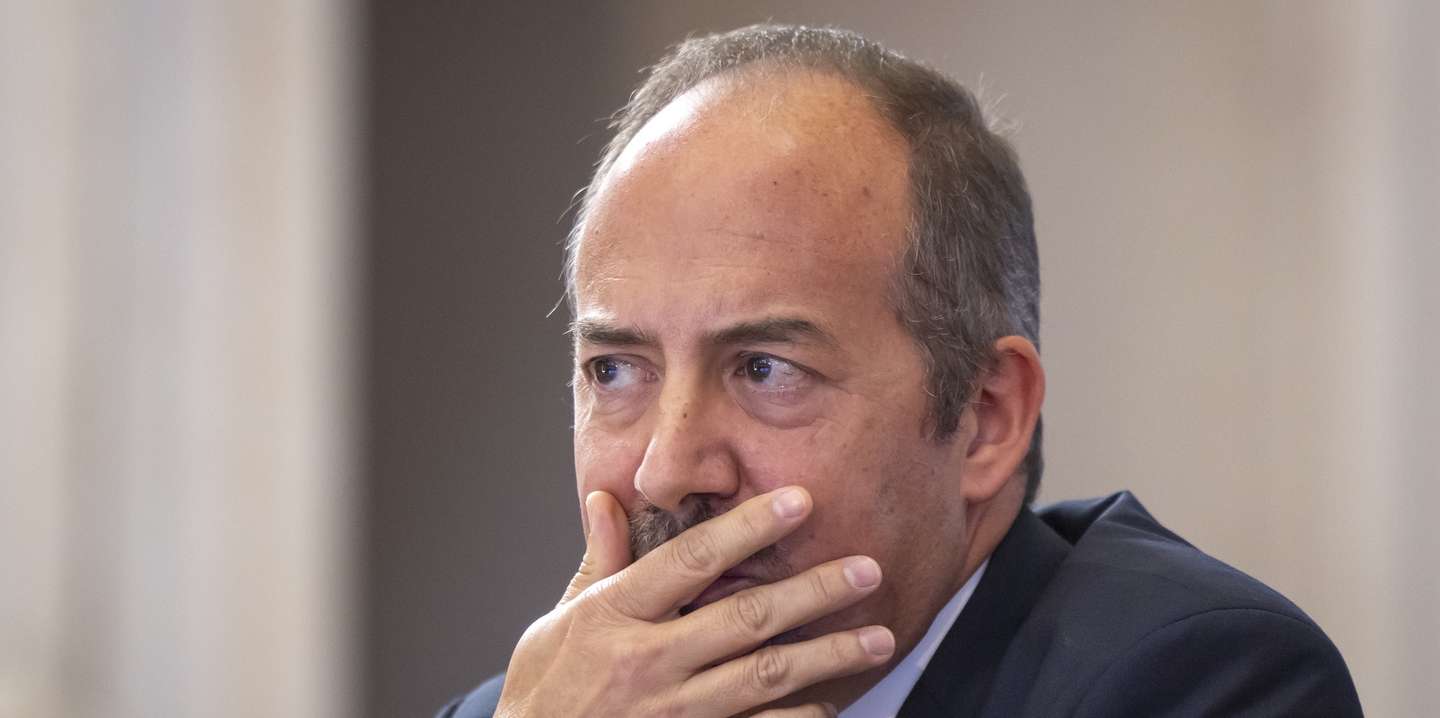 O governador do Banco de Portugal, Álvaro Santos Pereira, durante conferência de imprensa de apresentação do Boletim Económico (março 2026), no Museu do Dinheiro, em Lisboa, 25 de março de 2026. JOSÉ SENA GOULÃO/LUSA