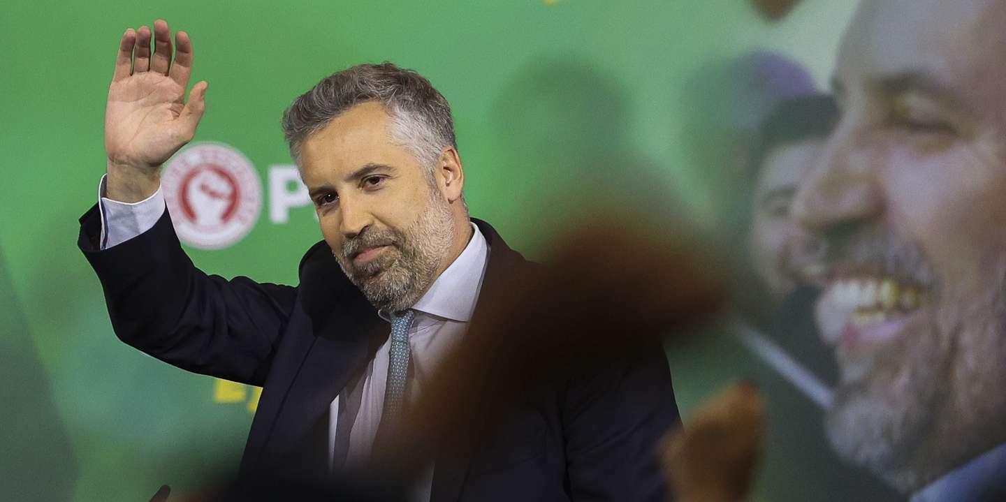 O secretário-geral do Partido Socialista, Pedro Nuno Santos, na apresentação do programa eleitoral “Um novo impulso para Portugal” no Parque das Nações em Lisboa, 05 de abril de 2025. TIAGO PETINGA/LUSA