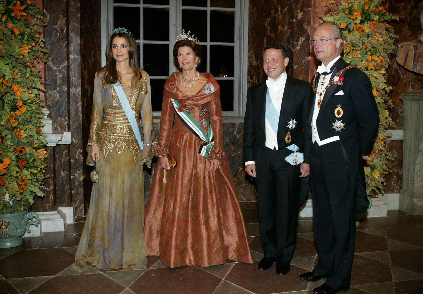 Fr L  to R, Jordanian Queen Rania, Swedi