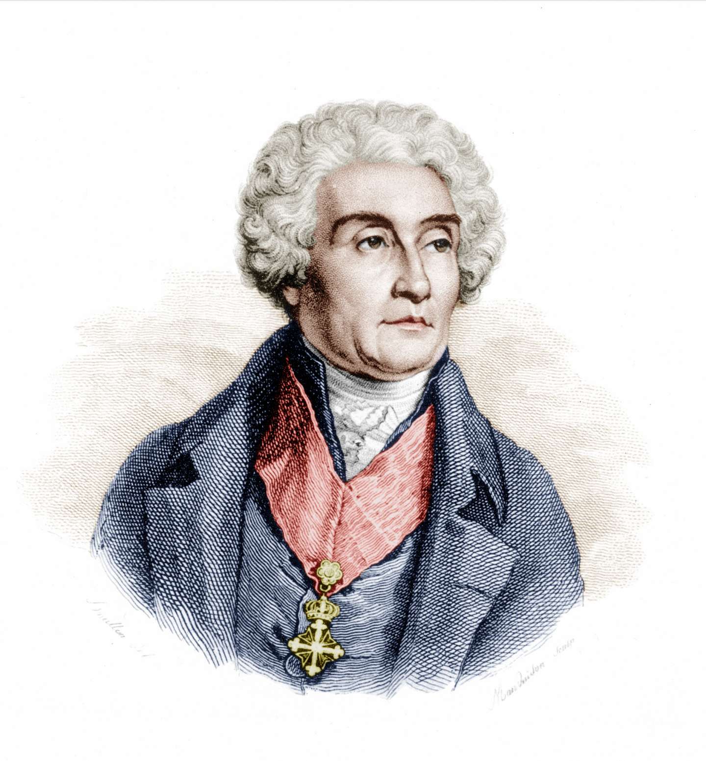 Count Joseph de Maistre (1753-1821) French writer and diplomat. Line and stipple engraving, French, 19th century