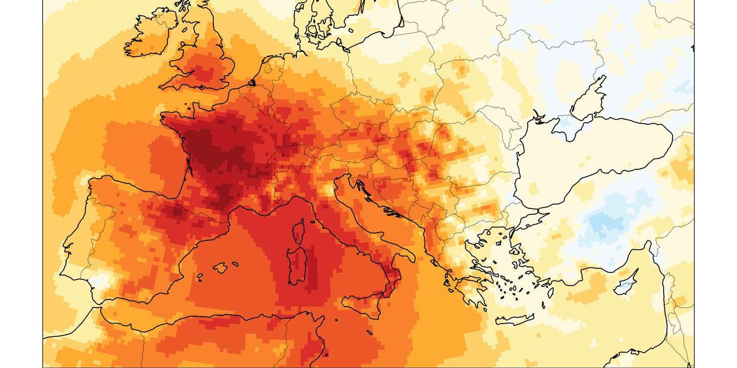 O mapa do Copernicus para as temperaturas anómalas de julho e agosto na Europa