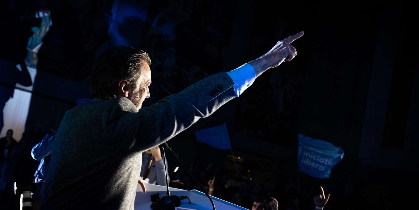 O dia de eleições na sede de campanha da Iniciativa Liberal. João Cotrim de Figueiredo recebido pelos militantes da IL. Lisboa, 30 de janeiro de 2022. (JOÃO PEDRO MORAIS/OBSERVADOR)