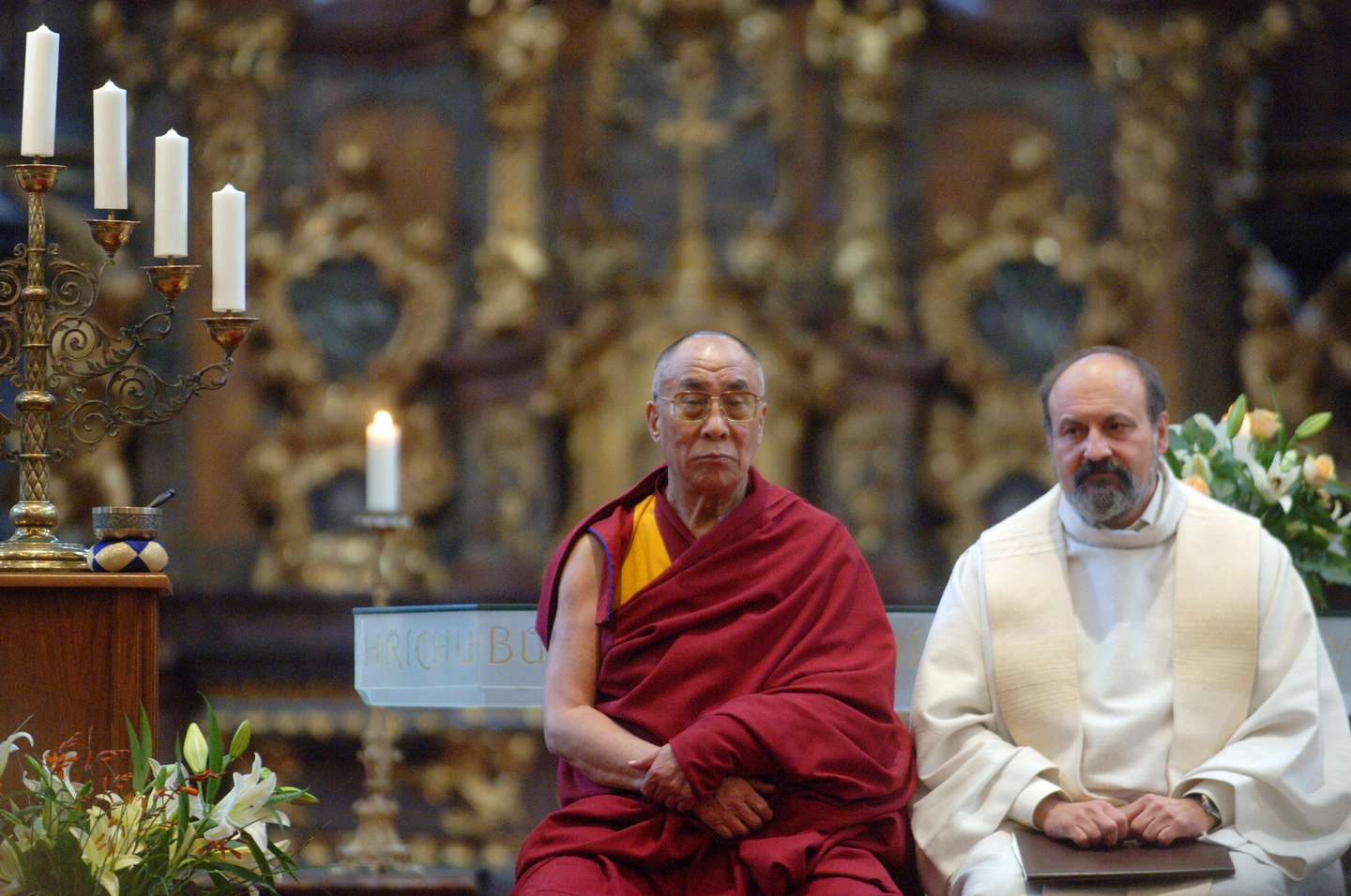 Czech catholic priest Tomas Halik (R) an