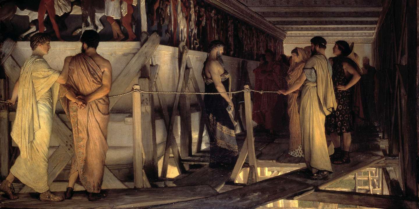 “Fídias mostrando o friso do Parthenon aos seus amigos” (1868), por Lawrence Alma-Tadema