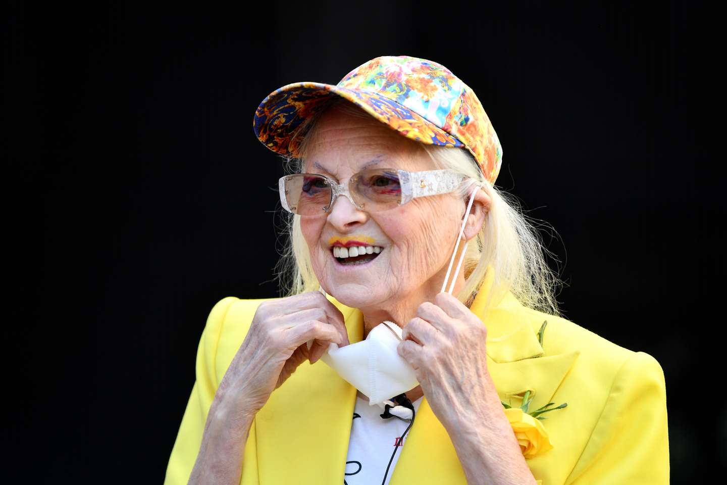 Dame Vivienne Westwood Suspends 10 Ft High Inside Giant Bird Cage In Protest For Julian Assange