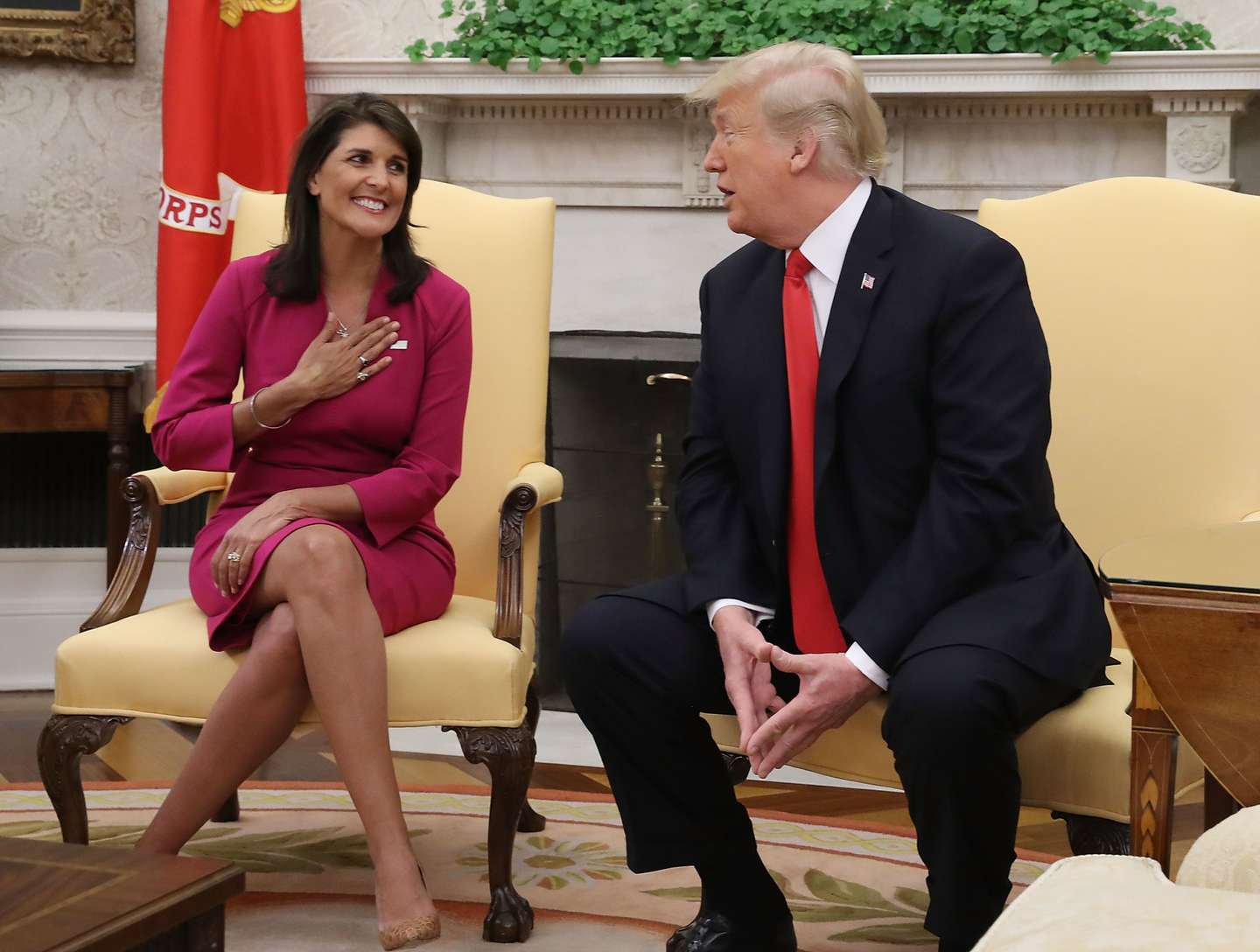 President Trump Meets With UN Ambassador Nikki Haley At The White House
