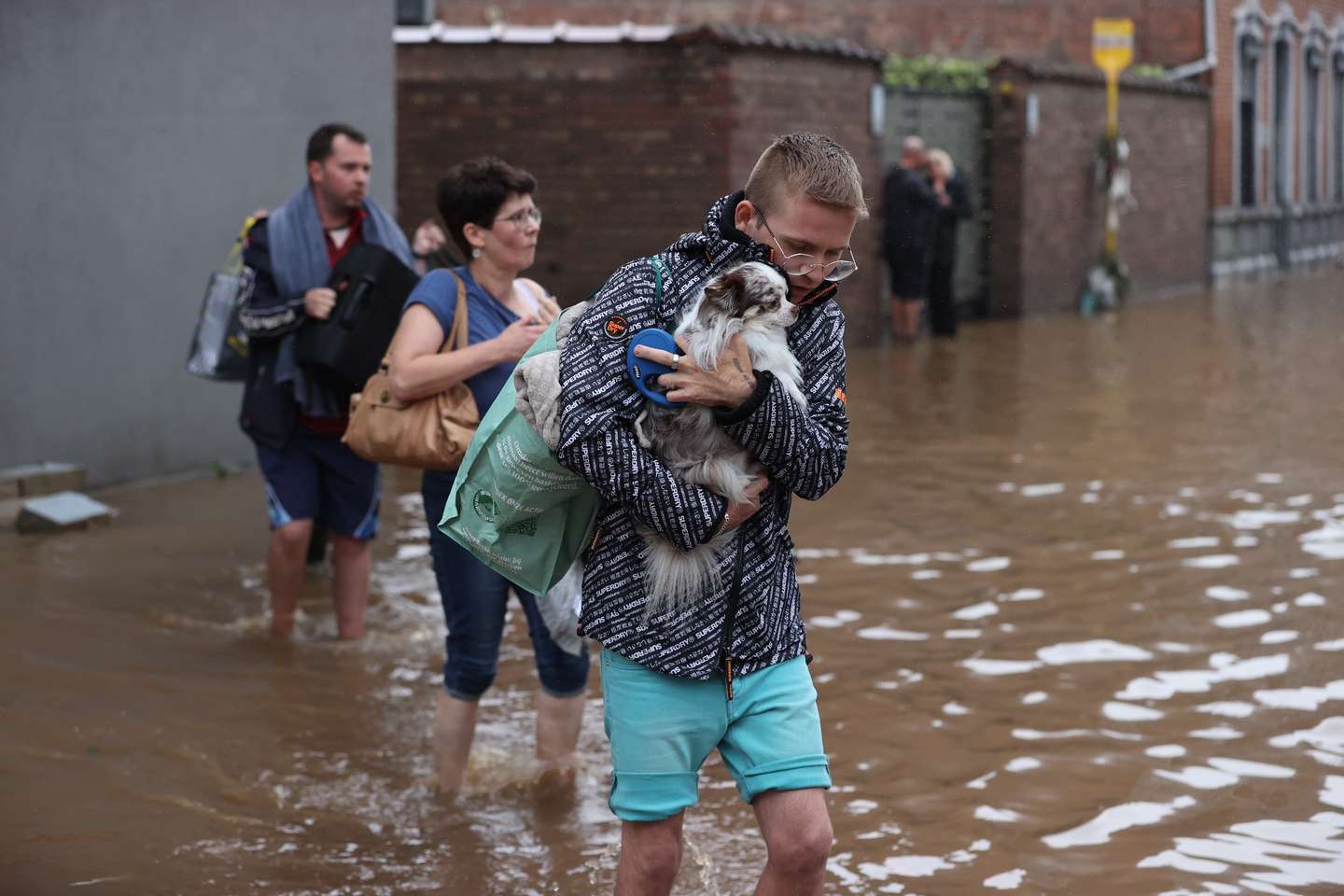 Flooded streets in Belgium as heavy rain in the region