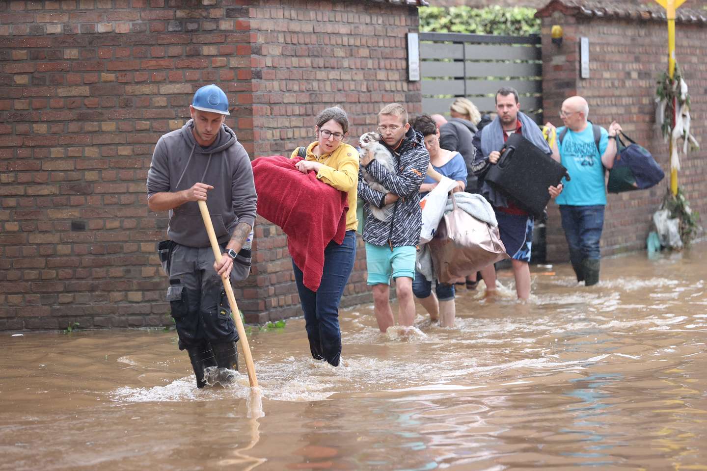 Flooded streets in Belgium as heavy rain in the region