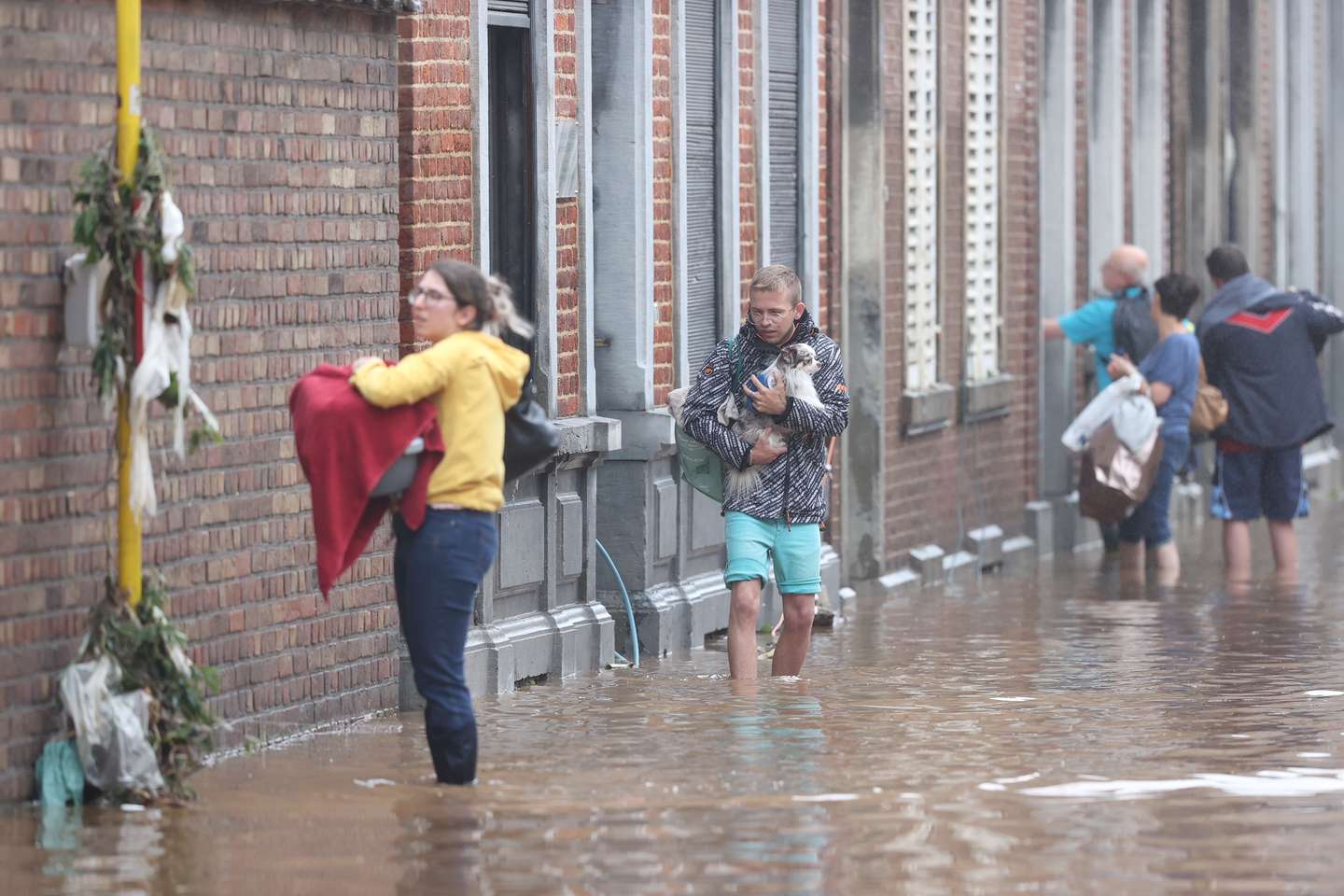 Flooded streets in Belgium as heavy rain in the region