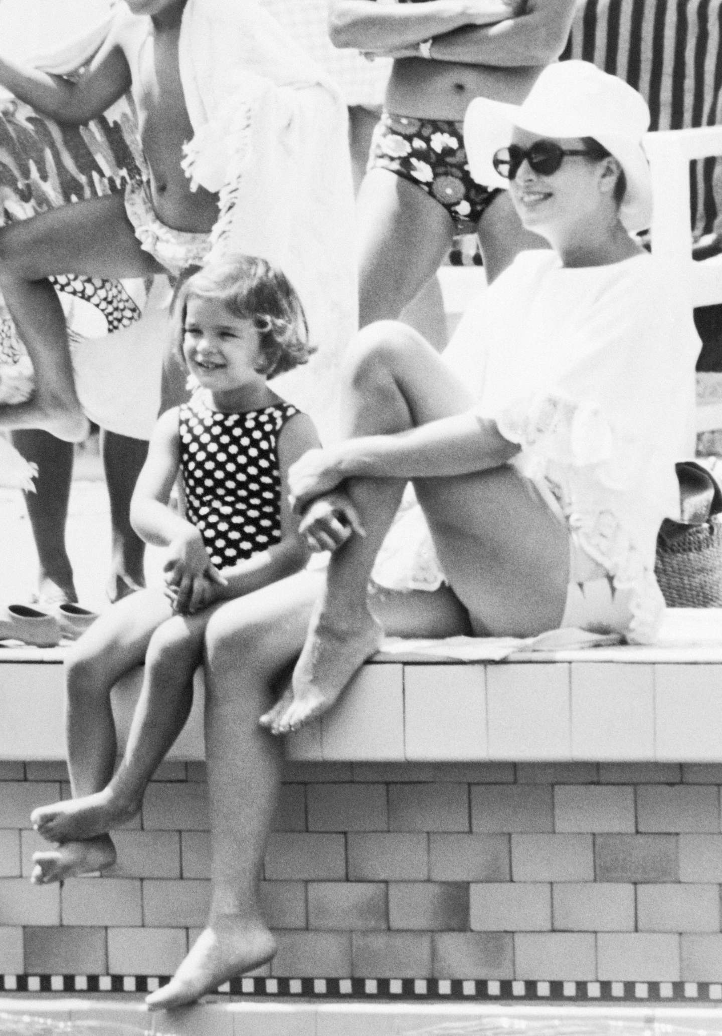 Princesses Grace and Stephanie Watching Swimming Races