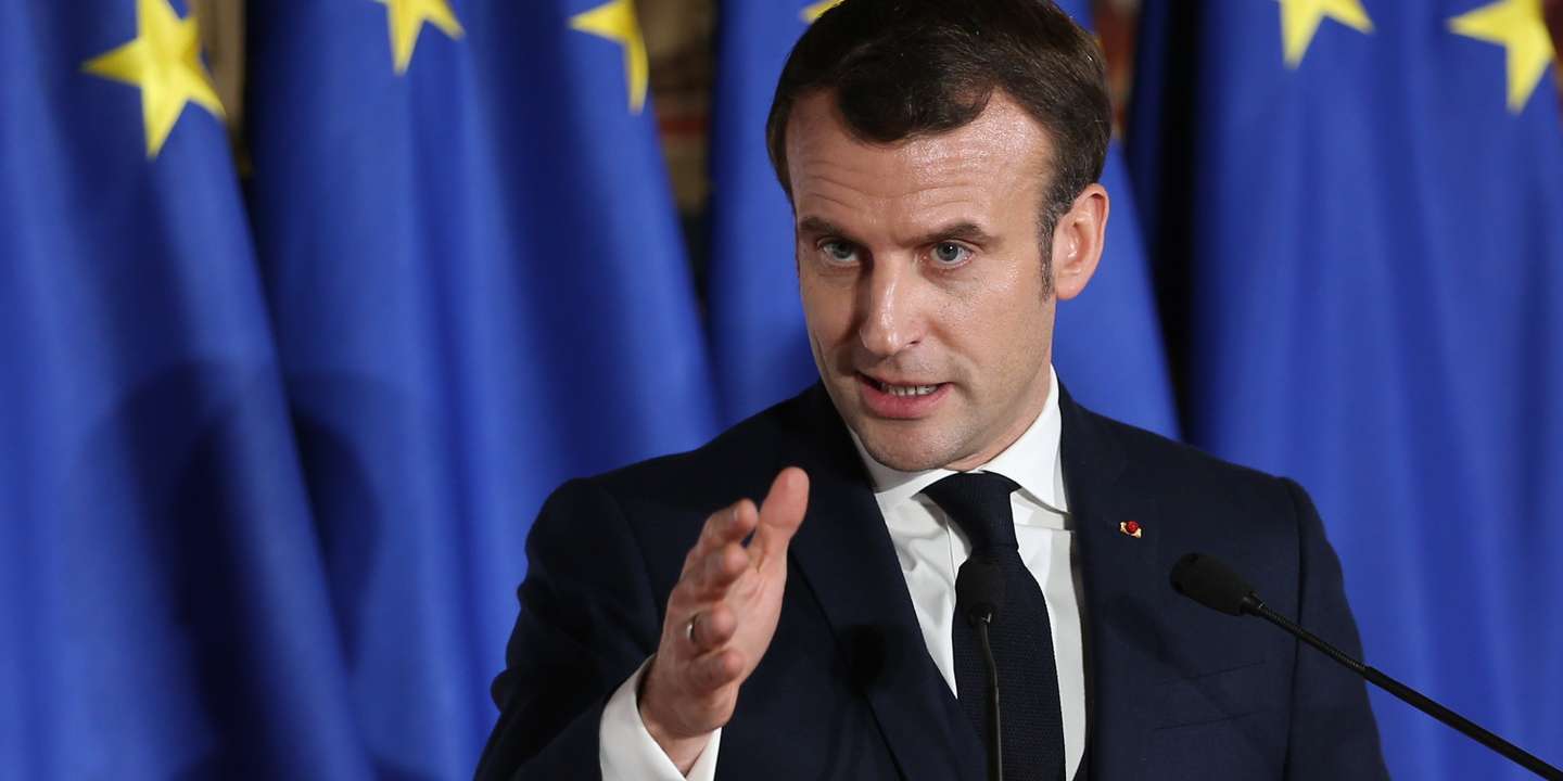 The French President, Emmanuel Macron, during the press