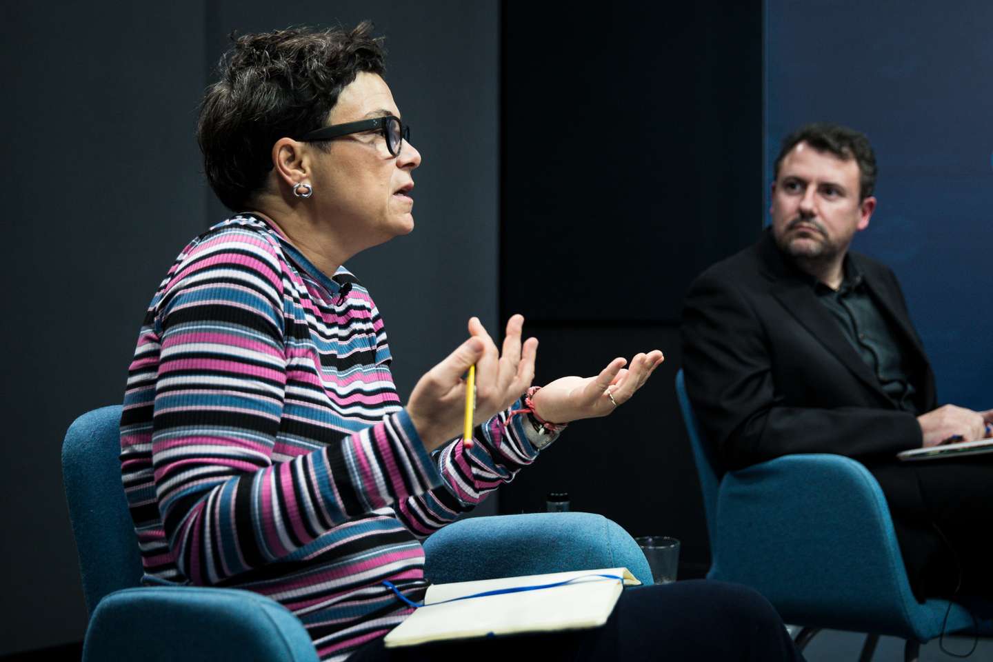 Podcast “Fora do baralho” com Susana Peralta, Luís Aguiar-Conraria, Jorge Fernandes e João Marques de Almeida. Debate moderado por Vanessa Cruz. Lisboa, 25 de Novembro de 2021. FILIPE AMORIM/OBSERVADOR