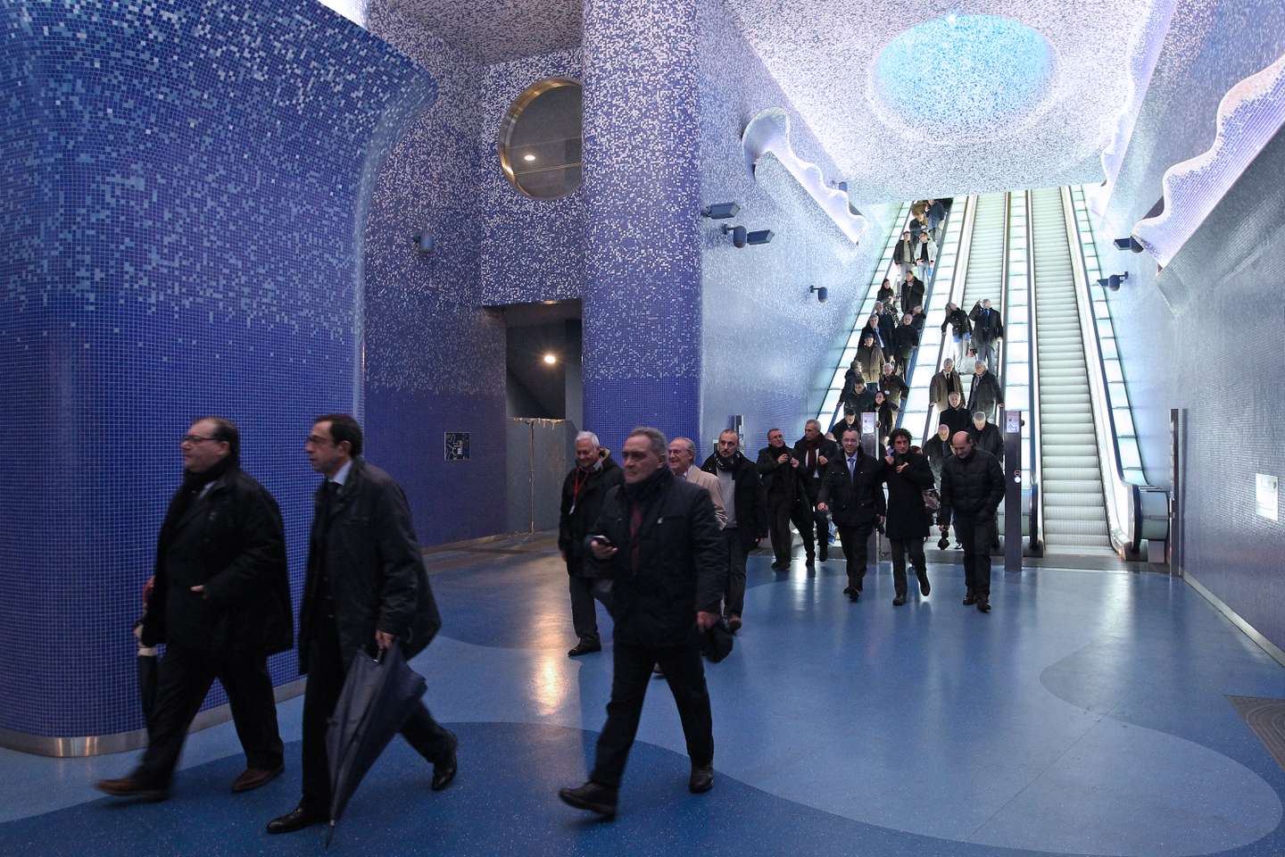A view of Toledo metro station, in the subway of Naples,