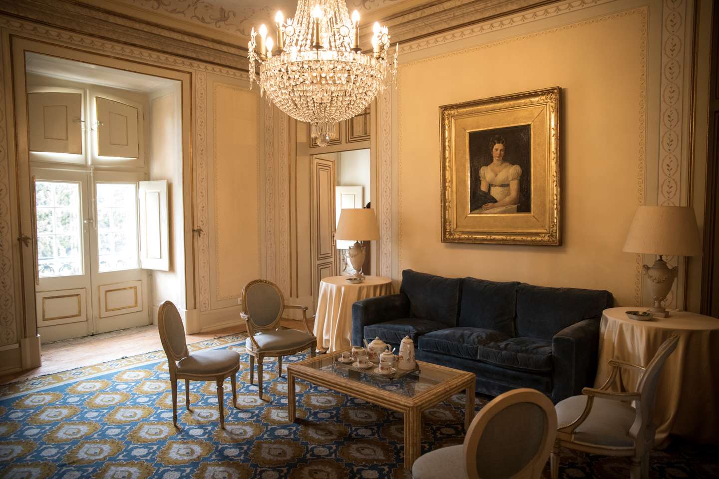 Durante a primeira vizita oficial da Rainha de Inglaterra, Isabel II, a Portugal, foi no Palácio Nacional de Queluz, que Sua Majestade, a Rainha, ficou a dormir. Imagens dos aposentos da Rainha. 31 de Maio de 2022 Palácio Nacional de Queluz TOMÁS SILVA/OBSERVADOR