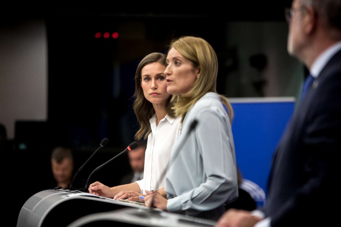 PARLAMENTO EUROPEU (PE): Estado da União: Primeira-ministra finlandesa, Sanna Marin, partilha a sua opinião sobre a situação atual e o futuro da Europa. Após o discurso da primeira-ministra finlandesa, seguiu-se a intervenção dos líderes dos grupos políticos do Parlamento Europeu, entre eles Paulo Rangel. Após a sessão plenária, a presidente do PE, Roberta Metsola e Sanna Marin, deram uma conferência de imprensa conjunta à comunicação social. Este foi o sexto debate de "Isto é Europa" no Parlamento Europeu. 13 de Setembro de 2022 Parlamento Europeu, Estrasburgo TOMÁS SILVA/OBSERVADOR