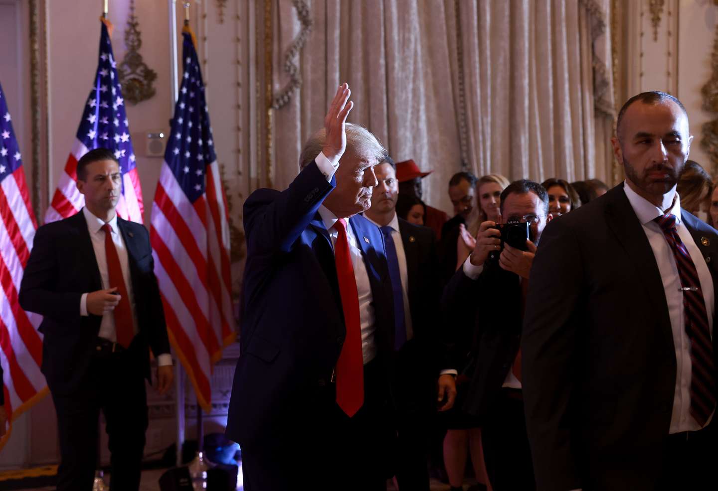 Former U.S. President Donald Trump  Makes An Announcement At His Florida Home