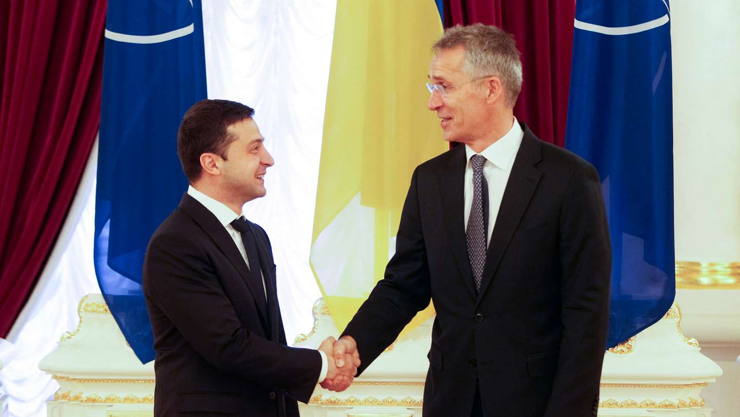 NATO Secretary General, Jens Stoltenberg (R) and Ukrainian