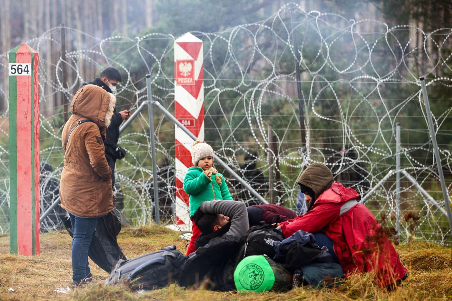 Migrantes encaminhados na fronteira Bielorrússia com a Polónia