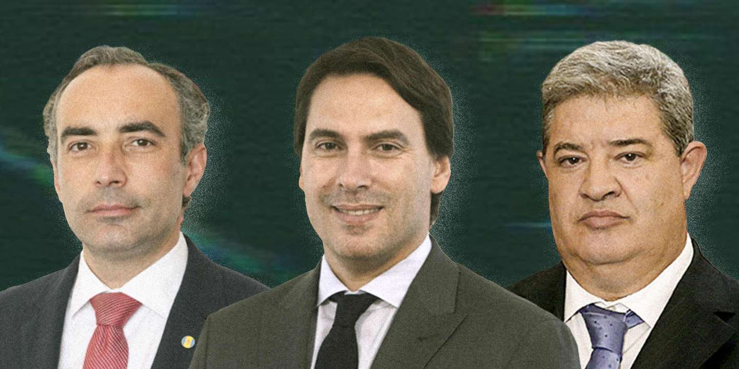 (da esquerda para a direita) Os secretários regionais Rogério Gouveia (Finanças), João Pedro Fino (Equipamento) e Pedro Ramos (Saúde e Proteção Civil)