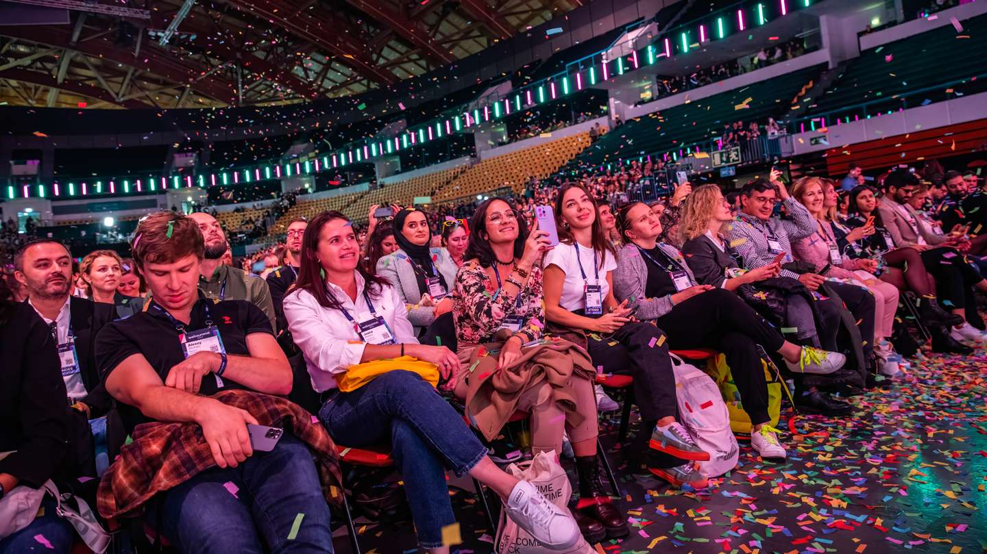 Attendees are seen during the closing day of the Web Summit