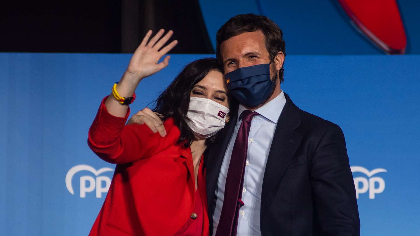 Candidate Isabel Diaz Ayuso (left)  and leader of Popular