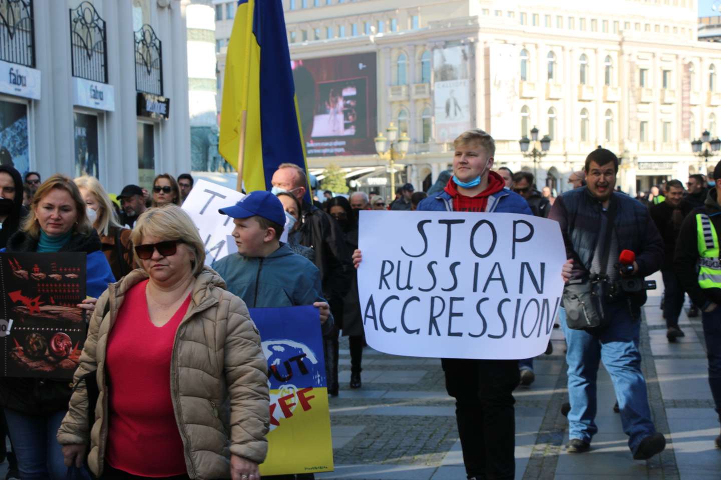 Protestos contra a invasão da Ucrânia em Skopje, Macedónia do Norte