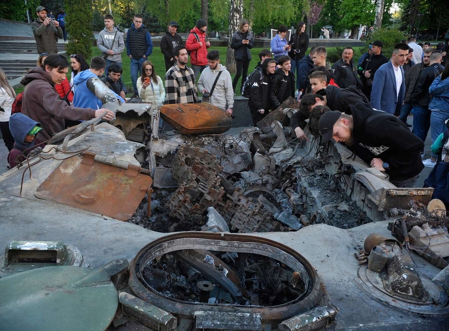 Destroyed Russian military vehicles from Irpin and Bucha on display in Vinnytsia
