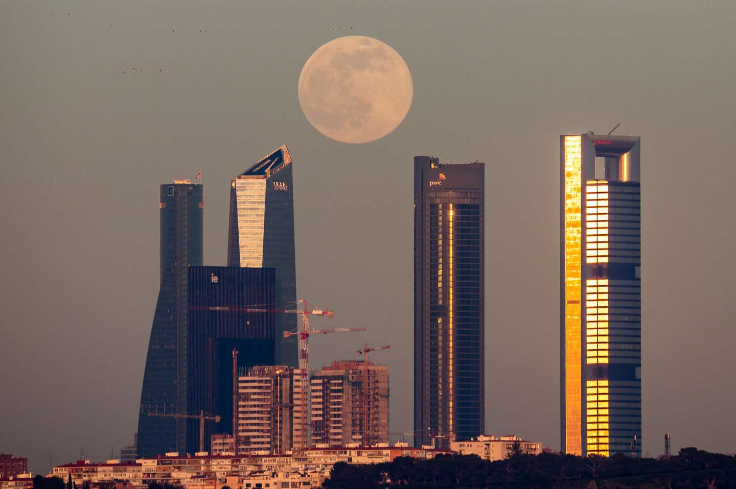 The full moon of January known as Wolf moon rises over the